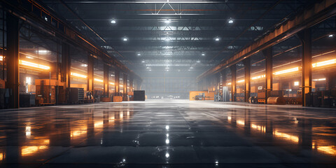 Futuristic factory illuminates night with modern technology generated by AI, Factory Background
