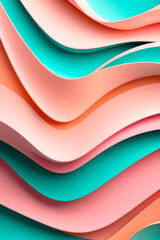 Obraz premium Creative modern geometric background in delicate velvety peach and seafoam tones. Trending color concept of the year 2024 Peach Fuzz.