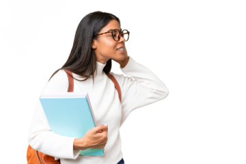 Young African American student woman over isolated background listening to something by putting hand on the ear