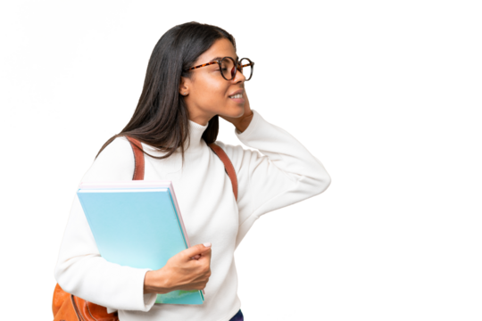 Young African American student woman over isolated background listening to something by putting hand on the ear