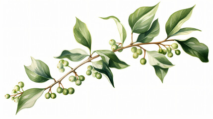 Mistletoe Illustration on White Background