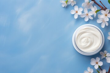 Obraz na płótnie Canvas healthy cream close up on blue background