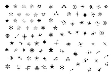 Shine sparkling star icon. Vector bling glowing star for logo. Glitter magic star sparks. Christmas symbols