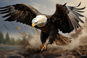 Eagle flying swoop attack