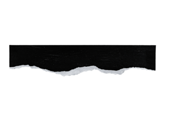 Black Ripped Paper With Torn Edges. Isolated Strips On Transparent Background. For Poster Mockup, Graphic Design, Photo Effects, Collages.