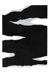 Black Ripped Paper With Torn Edges. Isolated Strips On Transparent Background. For Poster Mockup,...