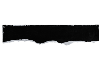 Black Ripped Paper With Torn Edges. Isolated Strips On Transparent Background. For Poster Mockup, Graphic Design, Photo Effects, Collages.