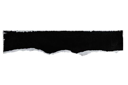 Black Ripped Paper With Torn Edges. Isolated Strips On Transparent Background. For Poster Mockup, Graphic Design, Photo Effects, Collages.