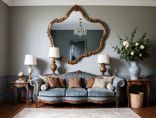 Photo Of Living Room With An Ornate Vintage Mirror