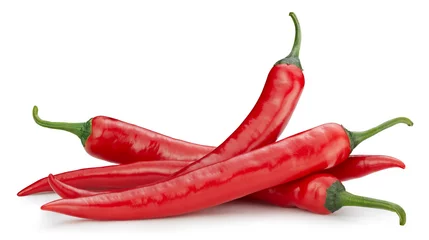 Zelfklevend Fotobehang Ripe red hot chili  peppers vegetable isolated on white background © Maks Narodenko