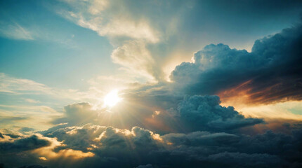Fototapeta na wymiar Sunlight Bursting Through Majestic Clouds