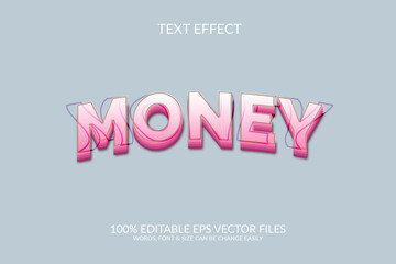 Modern fully editable vector eps money 3d text effect template design.