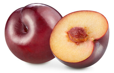 Fresh organic plum isolated on white background