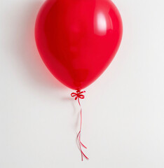 One red toy balloon on white background