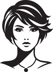 Contemporary Confidence. Women's Short Hair Style in Striking Vector Silhouette