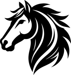 Dynamic Equine Emblem - Vector Portrait of a Majestic Horse in Striking Silhouette