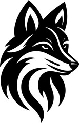 Animal Portrait Logo - Vector Illustration of a fox - Black Silhouette Isolated on White Background