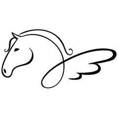 Horse head logo in ink style