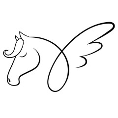Horse head logo in ink style