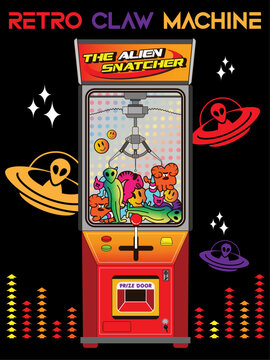Arcade hall machine - Retro Claw Machine - The Alien Snatcher game