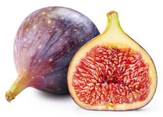 Ripe fig fruits on the white background