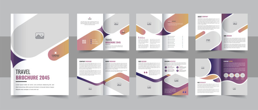 Multipage Travel Agency Brochure design template or Modern company profile brochure template design layout vector