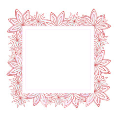 Fototapeta na wymiar Hand drawn watercolor beautiful snow flakes frame border isolated on white background. Can be used for cards, labels, banner and other printed products.