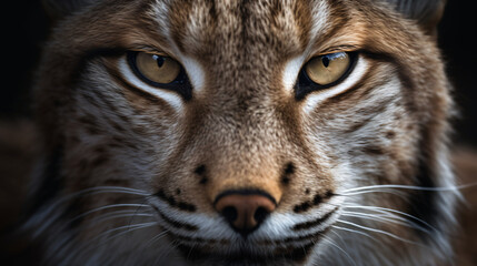 hyperrealistic photo capturing the fierce eyes of a wild lynx - obrazy, fototapety, plakaty