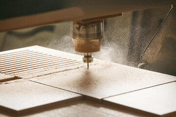 Machine working cnc, woodworking tool, computer numerical control.