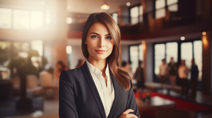 A successful real estate agent showcasing a property, Business woman, Women day, blurred background, with copy space