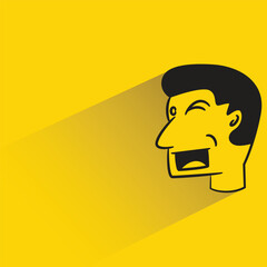 funny male face avatar with shadow on yellow background