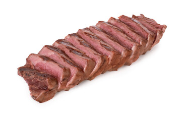 Delicious grilled beef steak isolated on white