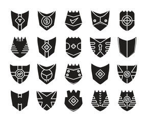 Fototapeta premium shield emblem and badge icons set vector illustration