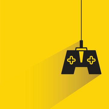 joystick with shadow on yellow background