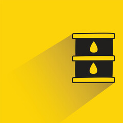oil barrel on yellow background, shadow and flat style