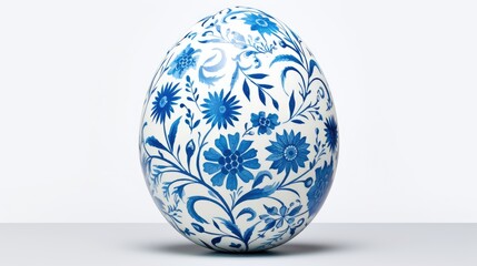 "Easter elegance in blue! Our image showcases a blue floral seamless pattern Easter egg sample on a white background.