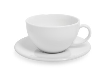 Ceramic cup with saucer isolated on white