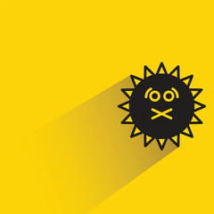mute sun emoji with shadow on yellow background