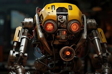 yellow metal robot digital technology illustration