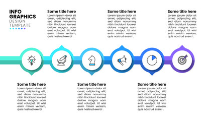 Infographic template. Horizontal line with 6 steps