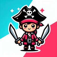 cute pirates with small swords, ai generate