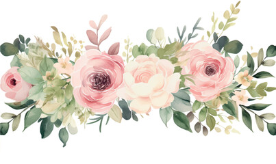 Watercolor art, design element, bouquet of flowers