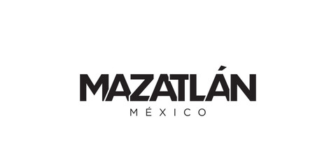 Fototapeta premium Mazatlan in the Mexico emblem. The design features a geometric style, vector illustration with bold typography in a modern font. The graphic slogan lettering.