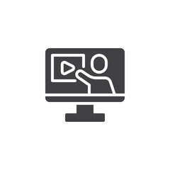Video lecture training vector icon
