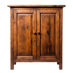 Front view Damaged & Rustic Alder Allure Cupboard isolated on transparent background.