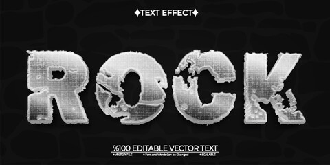 Silver Rock Editable Vector 3D Text Effect © Payiz