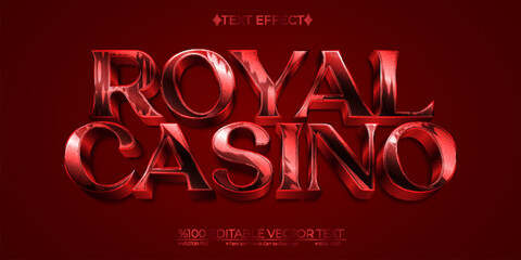 Red Royal Casino Editable Vector 3D Text Effect - obrazy, fototapety, plakaty
