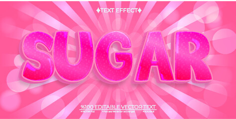 Fototapeta na wymiar Pink Sweet Sugar Editable Vector 3D Text Effect