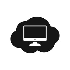 Desktop computer logo design isolated on white background