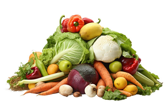 Vegetable and Fruit Heap Isolated On Transparent Background